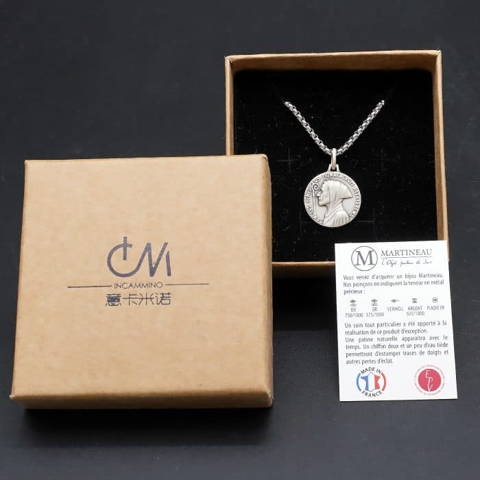 法国银圣牌-Fontgombault修道院圣本笃-18mm-送钛钢链 Catholic religious art