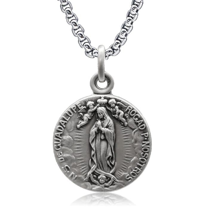 法国银圣牌-瓜达卢佩圣母-18mm-送钛钢链 Catholic religious art