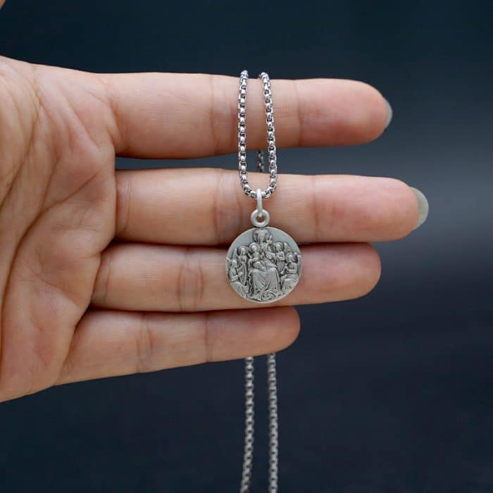 法国银圣牌-天使圣母-18mm-送钛钢链-送钛钢链 Catholic religious art