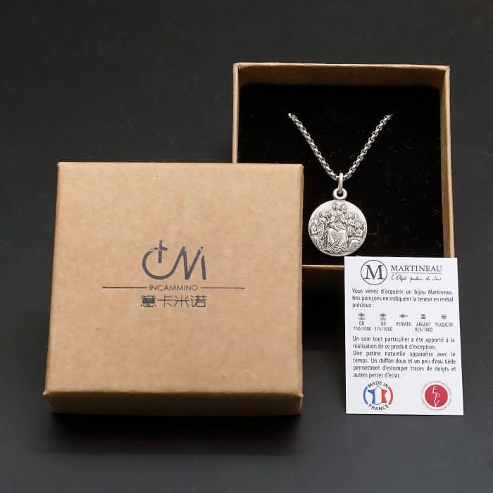 法国银圣牌-天使圣母-18mm-送钛钢链-送钛钢链 Catholic religious art