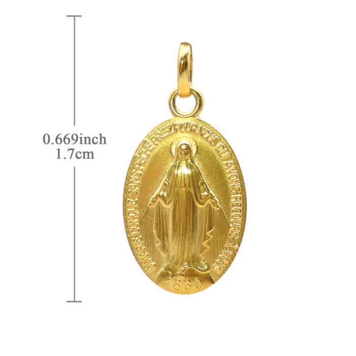 圣牌 - 显灵圣母 - 法国 - 750金 - 1.7x1.2cm-不含链 Catholic religious art