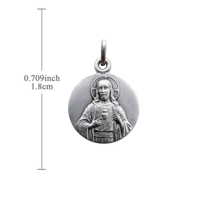 法国银圣牌-耶稣圣心-圣衣圣母18mm-送钛钢链 Catholic religious art