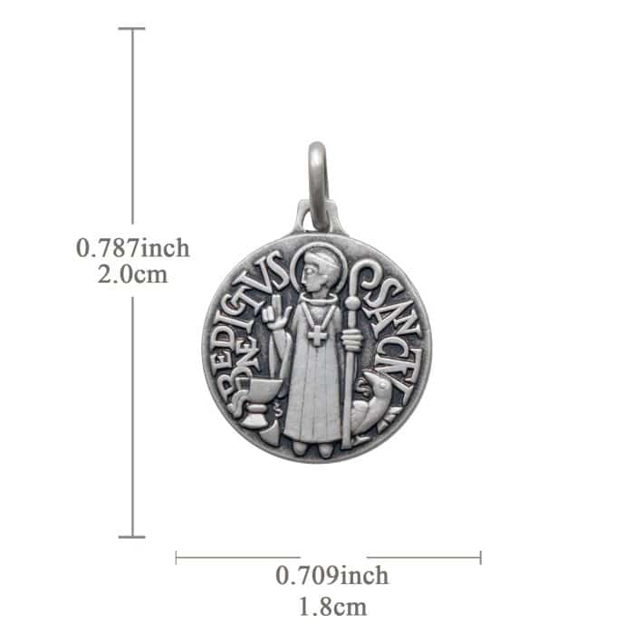 法国银圣牌- 圣本笃 - 925银 - 1.8cm Catholic religious art