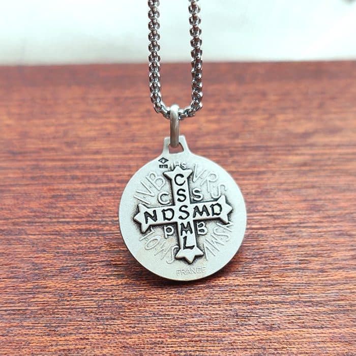 法国银圣牌- 圣本笃 - 925银 - 1.8cm Catholic religious art