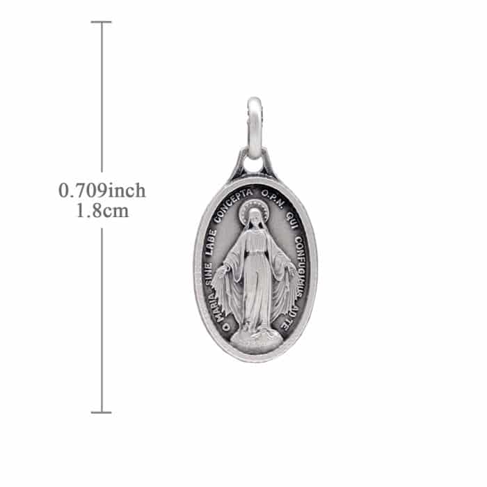 法国银圣牌 - 显灵圣母 - 椭圆形 - 925银 - 1.7x1.2cm Catholic religious art