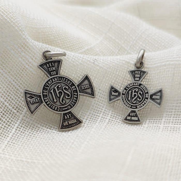 法国银圣牌-项链十字架-布拉格圣婴-925银-2cm（送60cm钛钢链） Catholic religious art