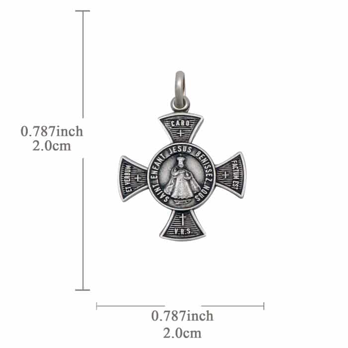 法国银圣牌-项链十字架-布拉格圣婴-925银-2cm（送60cm钛钢链） Catholic religious art