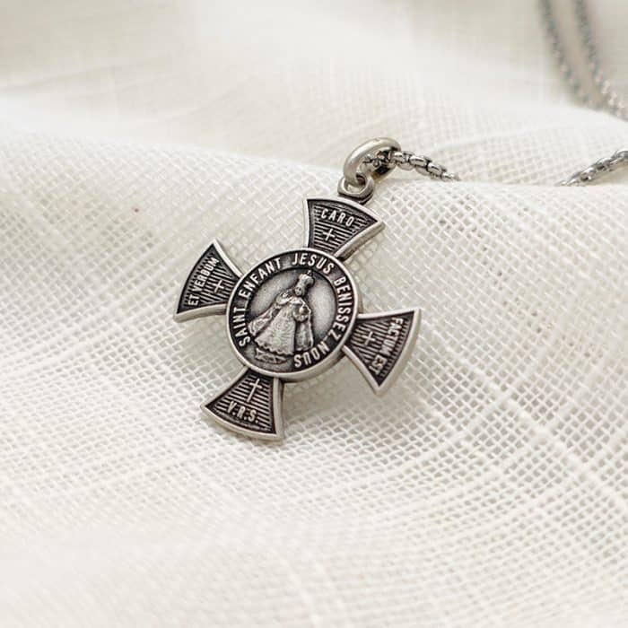 法国银圣牌-项链十字架-布拉格圣婴-925银-2cm（送60cm钛钢链） Catholic religious art