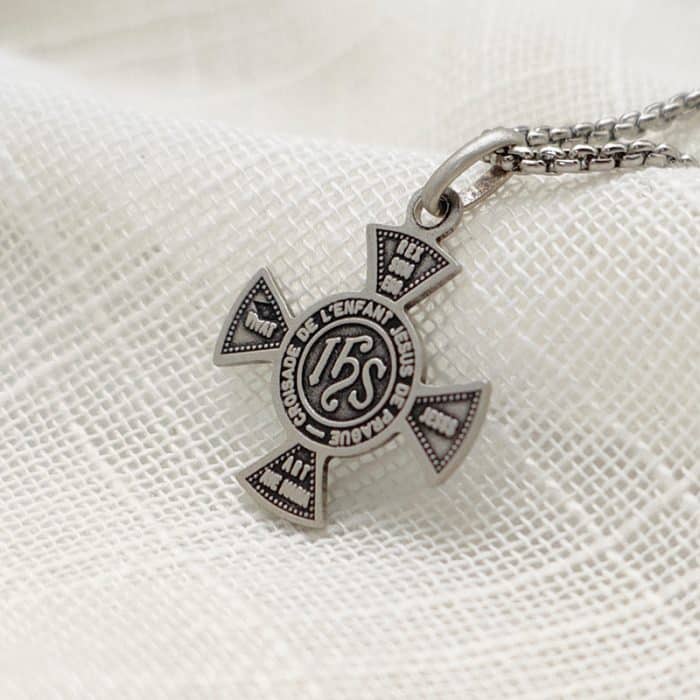 法国银圣牌-项链十字架-布拉格圣婴-925银-2cm（送60cm钛钢链） Catholic religious art