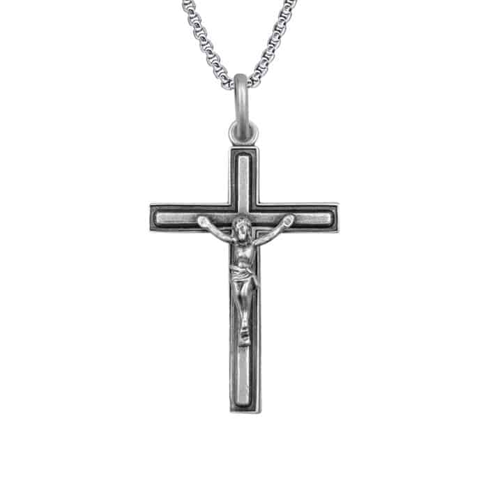 法国十字架 - 基督 - 925银 - 2.8x1.2cm Catholic religious art