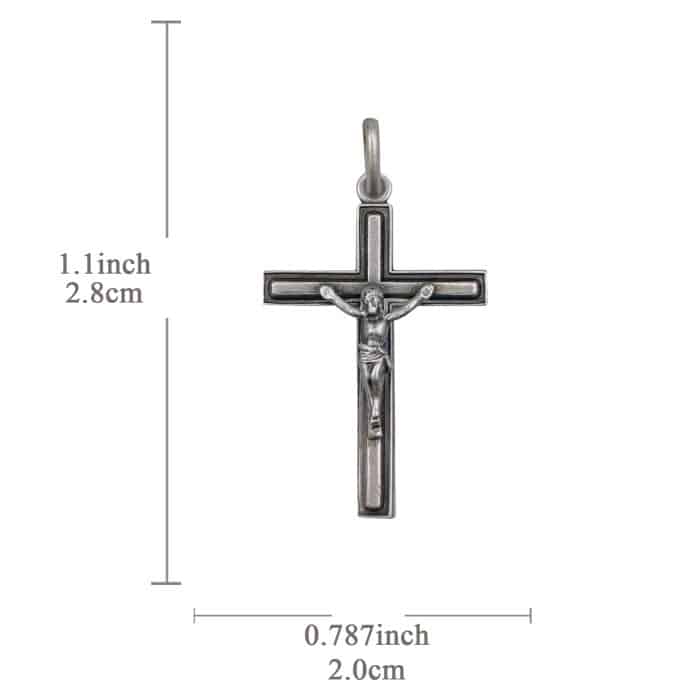 法国十字架 - 基督 - 925银 - 2.8x1.2cm Catholic religious art