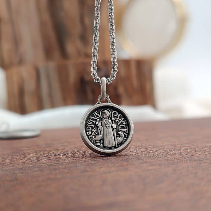 法国银圣牌- 高浮雕 - 925银 - 1.4cm Catholic religious art