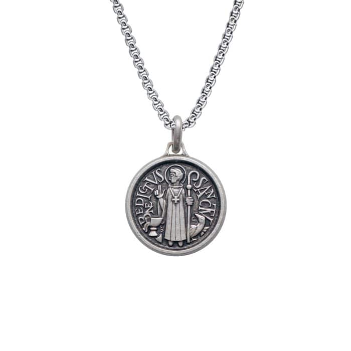 法国银圣牌- 圣本笃 - 925银 - 1.6cm Catholic religious art