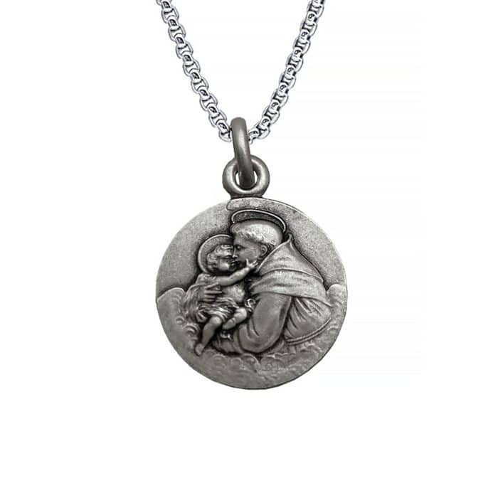 法国银圣牌- 圣安多尼 - 925银 - 1.6cm Catholic religious art