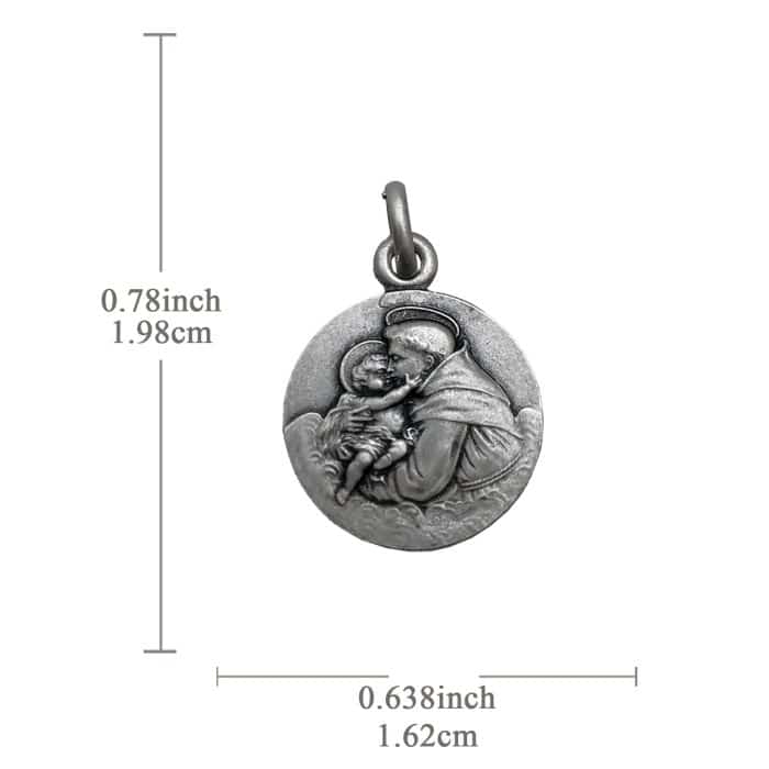 法国银圣牌- 圣安多尼 - 925银 - 1.6cm Catholic religious art