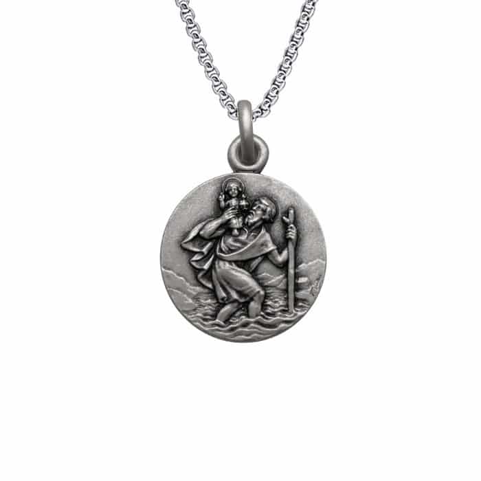 法国银圣牌- 圣基多福 - 经典 - 925银 - 1.6cm Catholic religious art