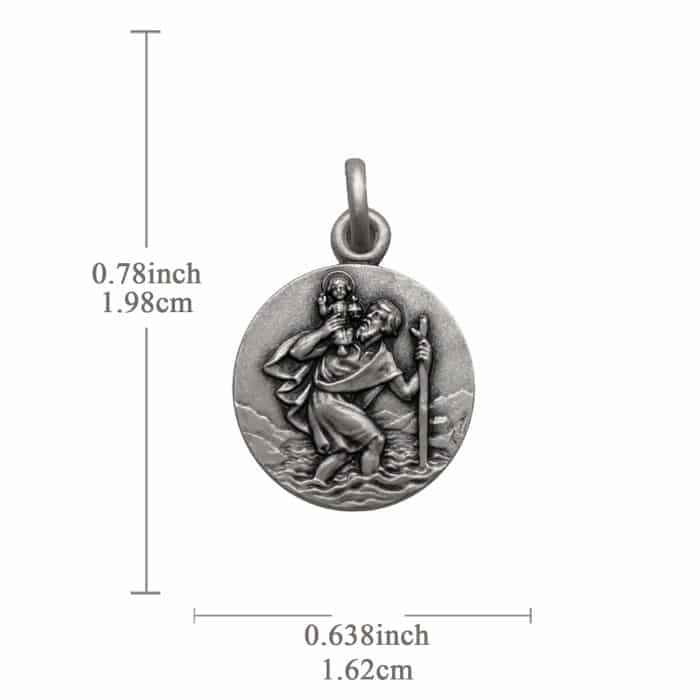 法国银圣牌- 圣基多福 - 经典 - 925银 - 1.6cm Catholic religious art