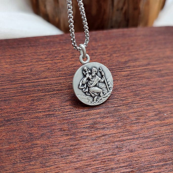 法国银圣牌- 圣基多福 - 经典 - 925银 - 1.6cm Catholic religious art