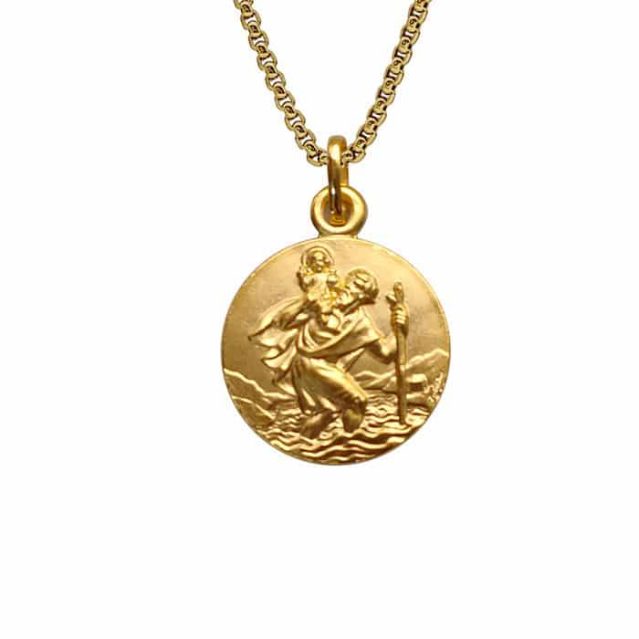 法国银圣牌- 圣基多福 - 金色 - 1.6cm Catholic religious art