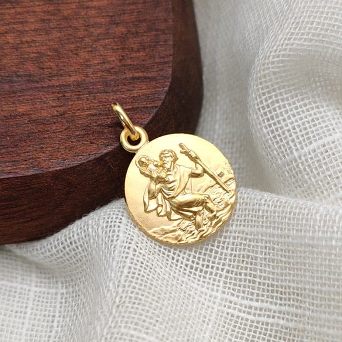 法国银圣牌- 圣基多福 - 金色 - 1.6cm Catholic religious art