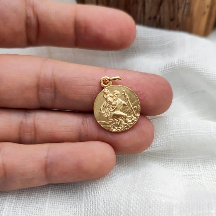 法国银圣牌- 圣基多福 - 金色 - 1.6cm Catholic religious art