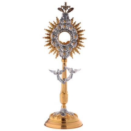 双色熔铸黄铜圣体光，高62厘米，匣直径10厘米
