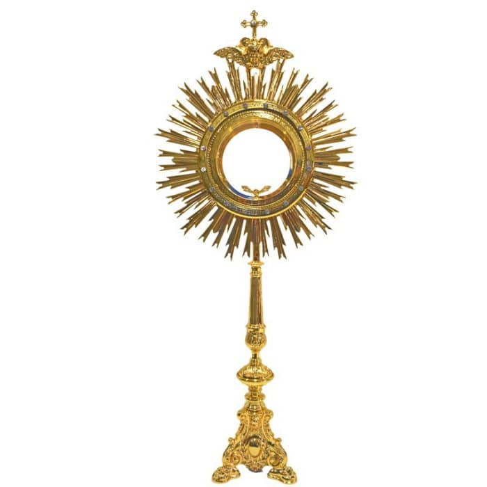 巴洛克风格黄铜圣体光，适用大型圣体，高84厘米，带白色宝石 Catholic religious art