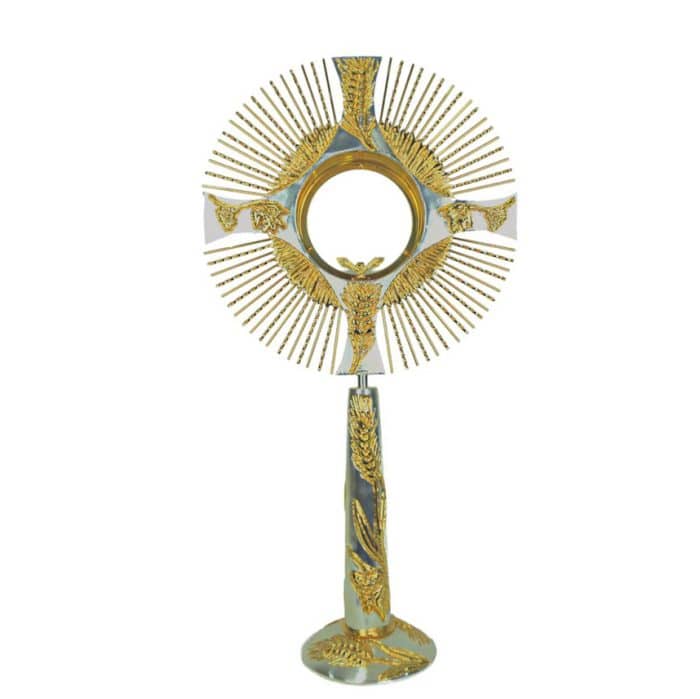 铸造双色黄铜圣体光，带穗和葡萄，匣直径16厘米 Catholic religious art