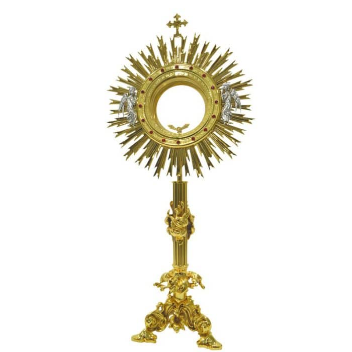 圣体光，适用大型圣体，高80厘米，匣直径16厘米，带红色宝石 Catholic religious art