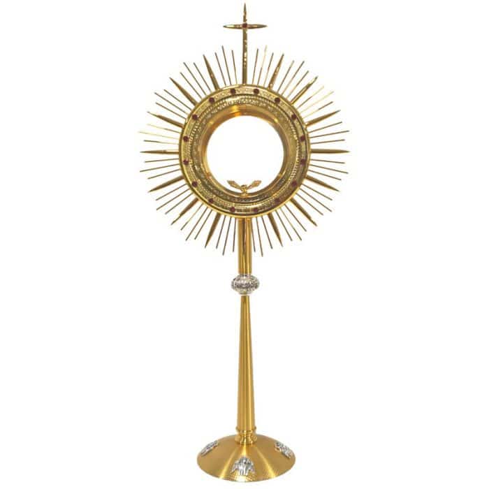 圣体光，适用大型圣体，高63厘米，匣直径16厘米，带红色宝石 Catholic religious art