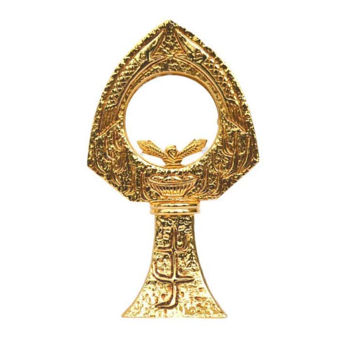 铸造黄铜圣体光，高26厘米，匣直径10厘米，带圣体弯月片 Catholic religious art