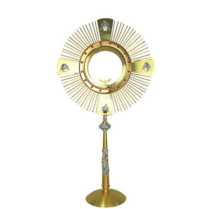 圣体光，适用大型圣体，高78厘米，匣直径16厘米，带红色宝石 Catholic religious art