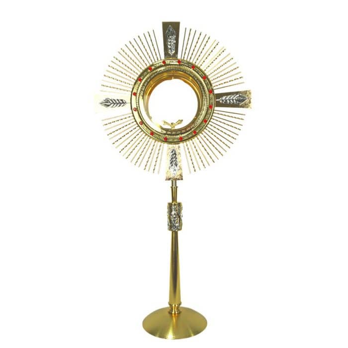 圣体光，适用大型圣体，高78厘米，匣直径16厘米，带红色宝石 Catholic religious art