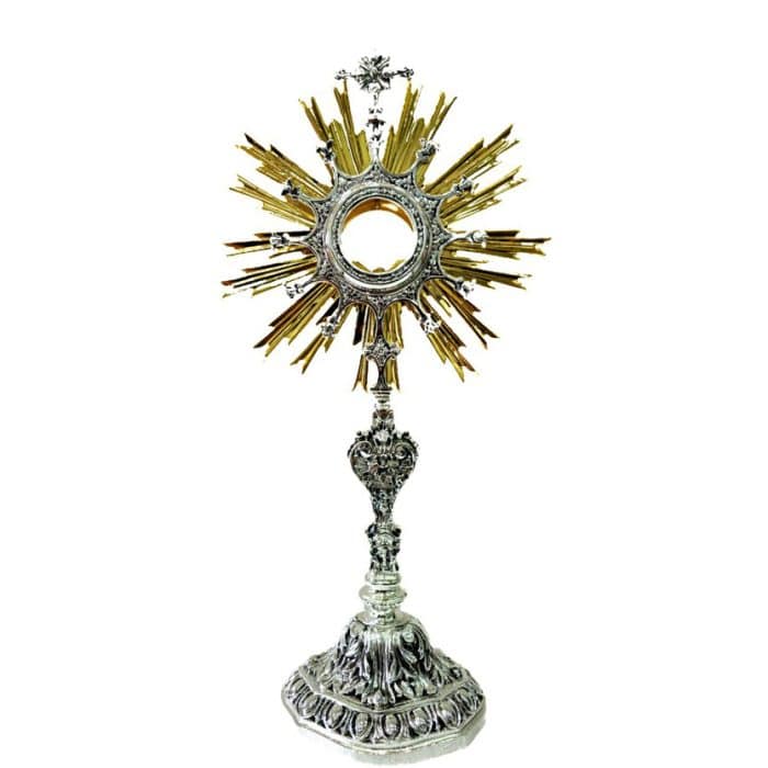 铸造黄铜圣体光，高60厘米，匣直径10厘米 Catholic religious art