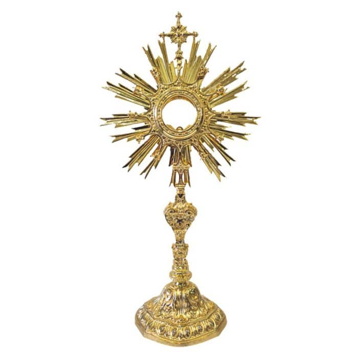 铸造黄铜圣体光，高60厘米，匣直径10厘米 Catholic religious art