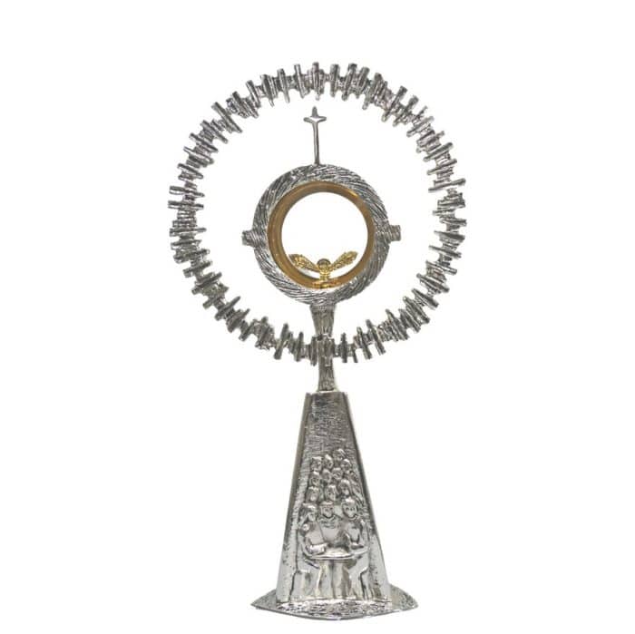 熔铸黄铜圣体光，高45厘米，匣直径10厘米 Catholic religious art