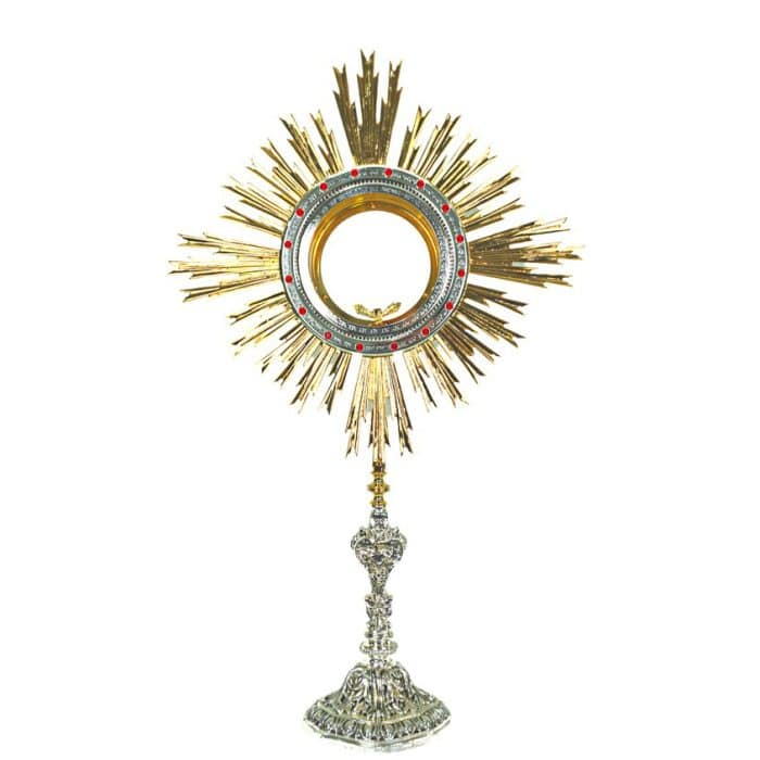 圣体光，适用大型圣体，高88厘米，匣直径16厘米，带红色宝石 Catholic religious art