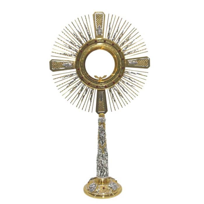 圣体光，适用大型圣体，高83厘米，匣直径16厘米，基座带宝石 Catholic religious art