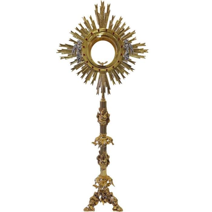 圣体光，带繁复装饰，高118厘米，匣直径16厘米 Catholic religious art