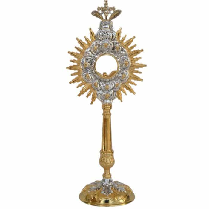 巴洛克风格铸造黄铜圣体光（银/金），高60厘米，光芒直径23厘米，匣直径10厘米 Catholic religious art