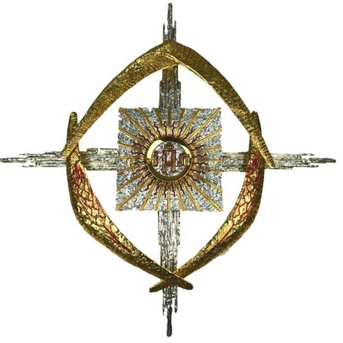 双色黄铜铸造圣体龛（金/银），带展示，门尺寸30x30厘米，内盒28x28x28厘米，放射线100x100厘米 Catholic religious art