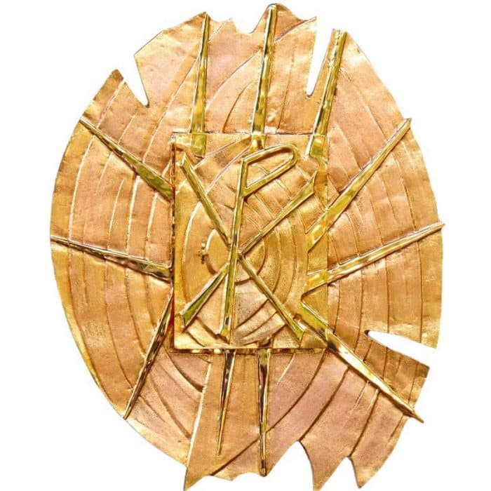 24K金色黄铜铸造圣体龛，门尺寸25x35厘米，内盒30x35x35厘米，放射线65x80厘米 Catholic religious art