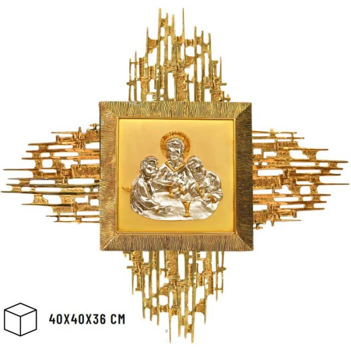 铸造黄铜壁挂圣体龛，门尺寸40x40厘米，内盒40x40x36厘米，放射线125x125厘米 Catholic religious art