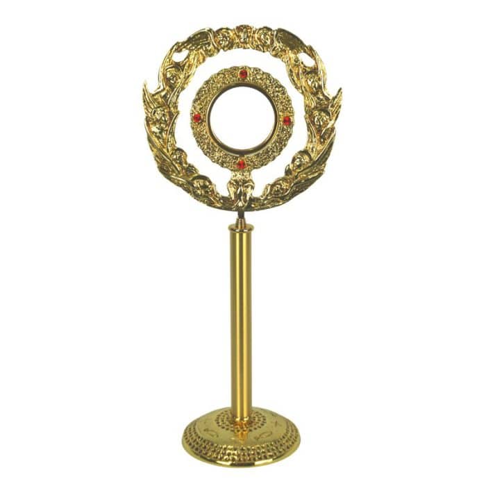 金色小圣体光，带红宝石，高48厘米，直径8厘米 Catholic religious art