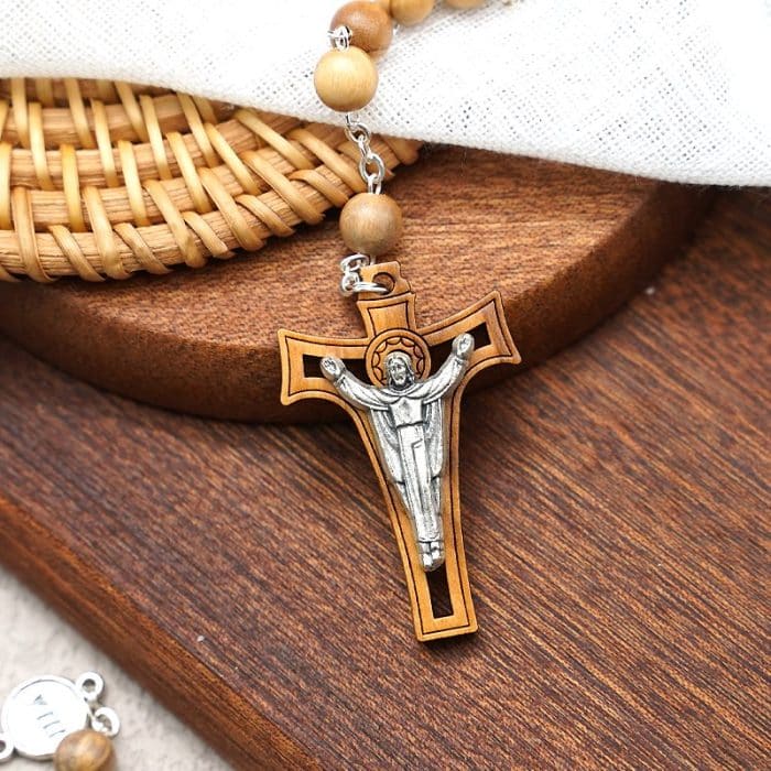 苦路主题高品质橄榄木念珠 - 附苦路经文 - 意大利制作 Catholic religious art