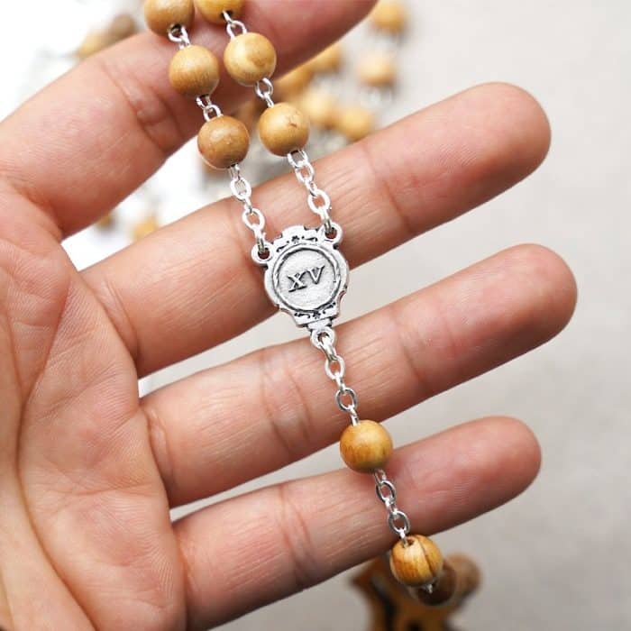 苦路主题高品质橄榄木念珠 - 附苦路经文 - 意大利制作 Catholic religious art
