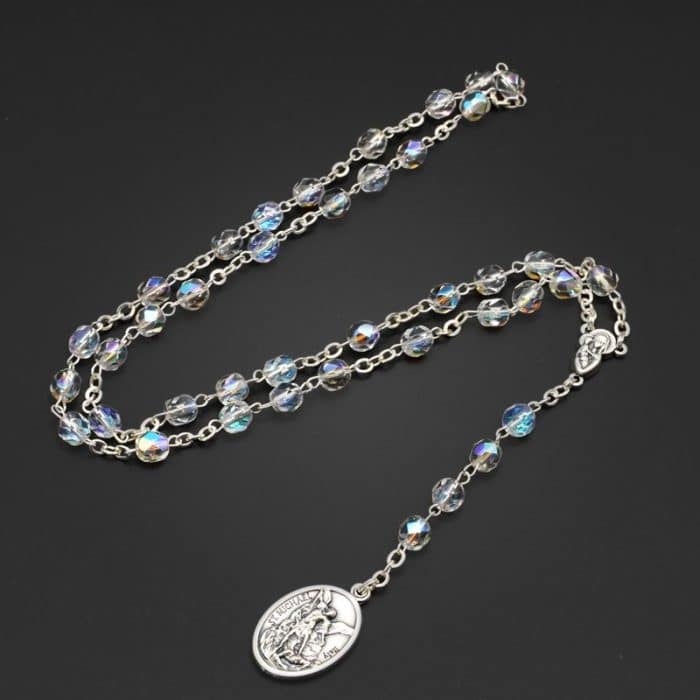 水晶天使念珠 - 意大利手工制作 - 圣弥额尔天使主题 Catholic religious art