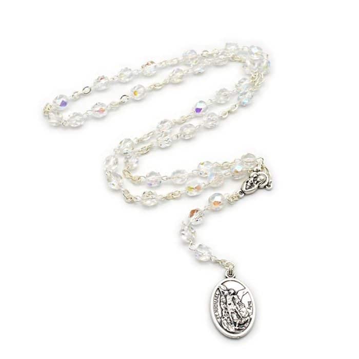 水晶天使念珠 - 意大利手工制作 - 圣弥额尔天使主题 Catholic religious art