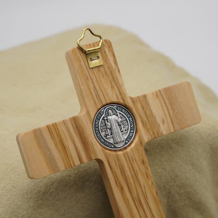 圣水池-十字架橄榄木-带圣尸镀银-19x10.5cm Catholic religious art