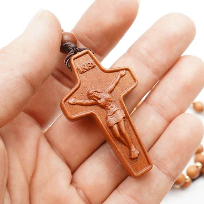 玫瑰念珠-若瑟年-手工枣木-原创款-若瑟经文-8mm Catholic religious art